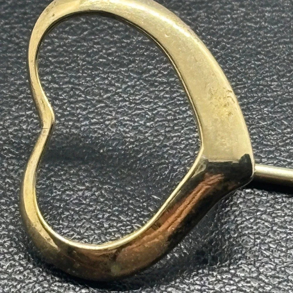 Gold Tone Open Heart Stick Pin Minimalist Lapel Scarf Tie Pin Accessory